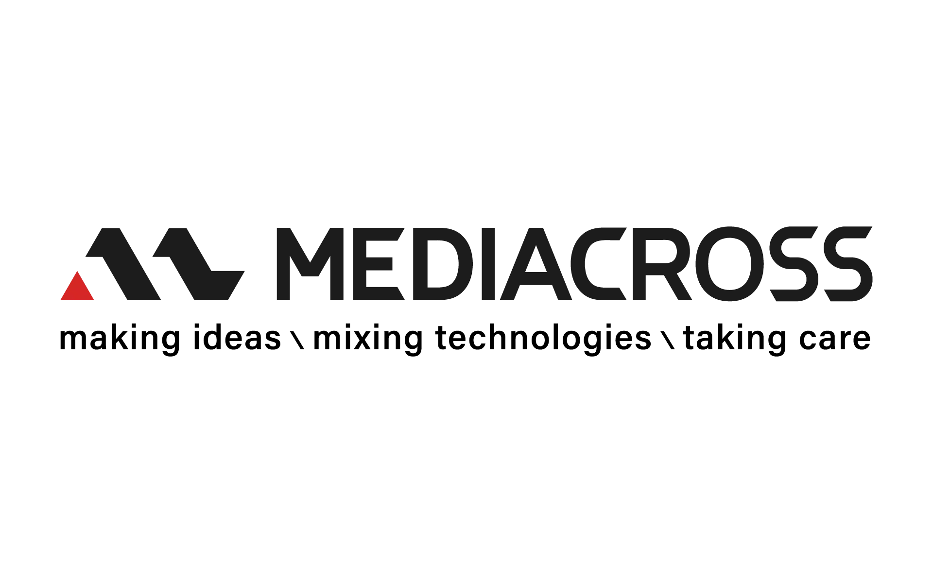 Logo Mediacross con payoff, due colori